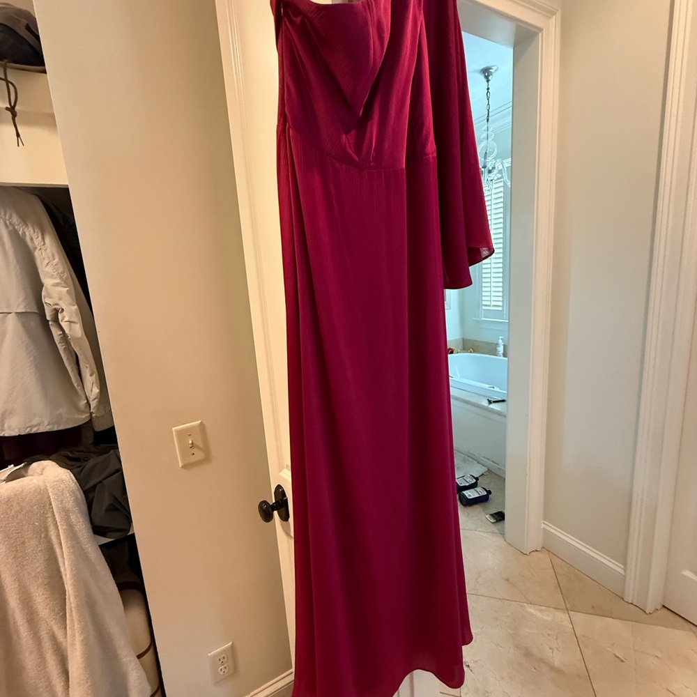 Sachin + Babi Pink One Shoulder Long Sleeve Gown